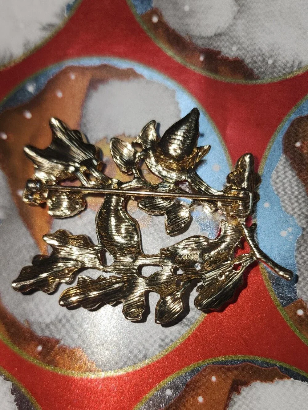 Anne Klein Holiday Red Crystal Bird Brooch with Gold-Tone Christmas In July